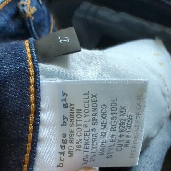BRIDGE By GLY Mid Rise Skinny stretch distressed jeans style #BG5100L sz 27 tall - Picture 8 of 11